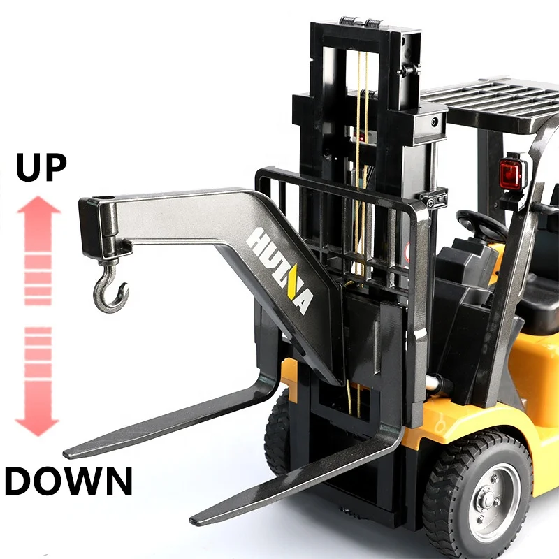 Huina 1577 1/10 8CH Die-cast Truck Remote Controlled Engineering Car Alloy Metal Radio Control Fork Lift RC Diecast Forklift Toy