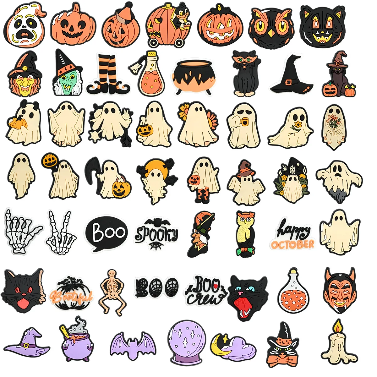Wholesale Halloween cartoon ghost Pumpkin Monster Shoe Charms Soft PVC Shoe Charms Sandals Bracelet Decoration For Kid Gifts