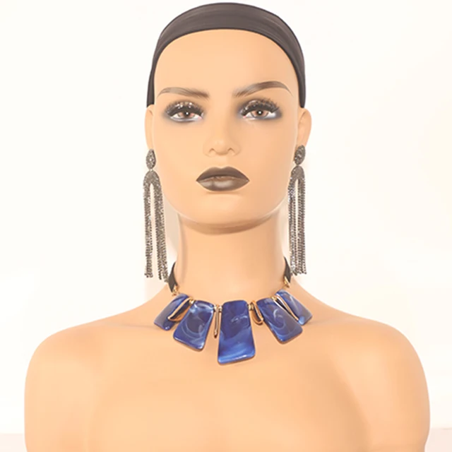 DC-487b Mannequin Head With Shoulders African American Female PVC Material