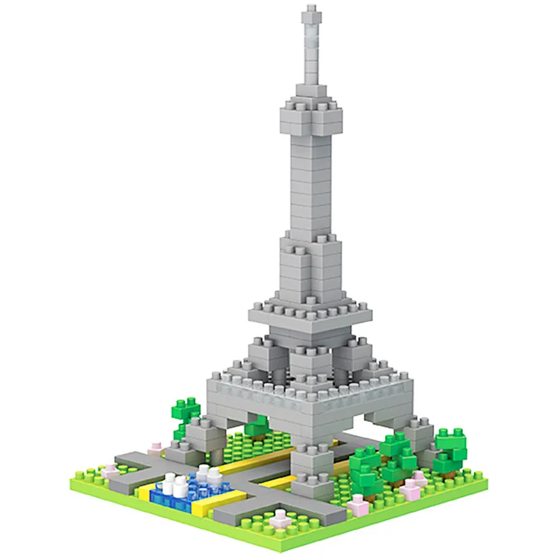 8400-8409 Eiffel Tower Easter Island Taj Mahal Big Ben Swan Stone Castle World Famous Building Blocks Model Brick Kids Gift Toys