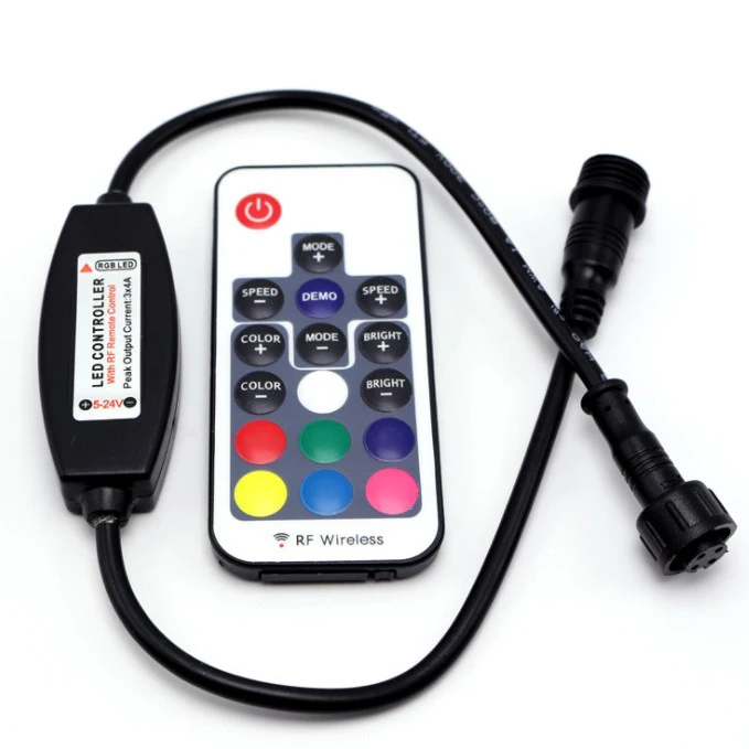 Миниатюрный Беспроводной светодиодный контроллер с 17 клавишами водонепроницаемый многоканальный RGB подсветкой и защитой IP68 5-24 В постоянного тока