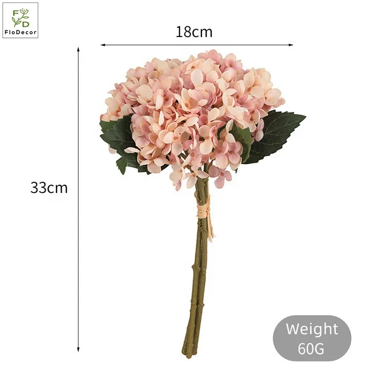 Hot Sale 3 Heads Artificial Silk Hydrangea Flowers Large Dusty Blue Flower Retro Bouquet For Party Home Wedding Table Decoration