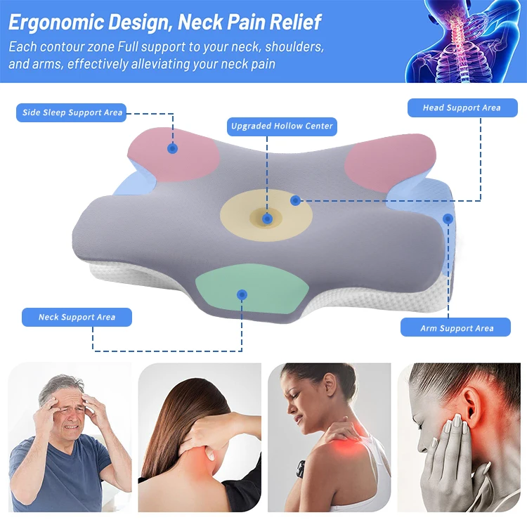 LIANDA P-105 Custom LOGO Bed Cervical Orthopedic Neck Rest Memory Foam Pillow Orthopedic Contour Pillow