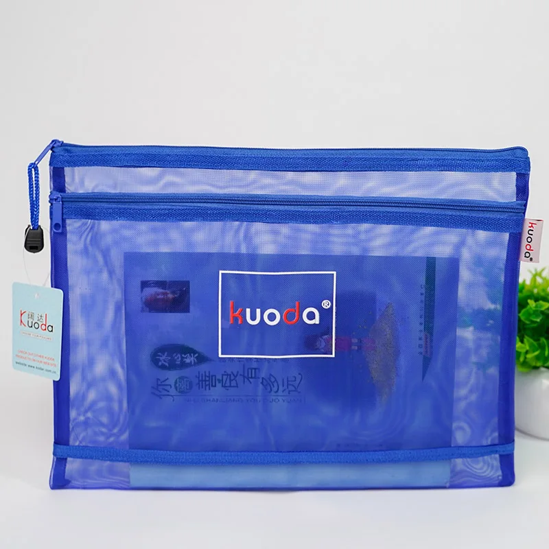 
A4/A5 Notebook Zipper Bag Transparent Nylon Mesh Document File Double Pocket Storage Pouch Stationery 
