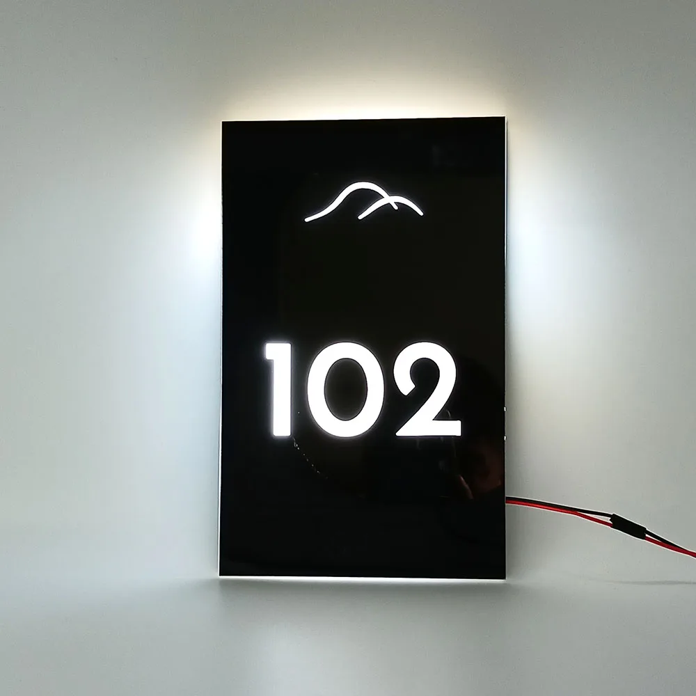 Customized Indicator Sign Hotel Apartment Using Room Number Sign Plate Panel With LOGO LED Direction Guide Acrylic Sign Plate