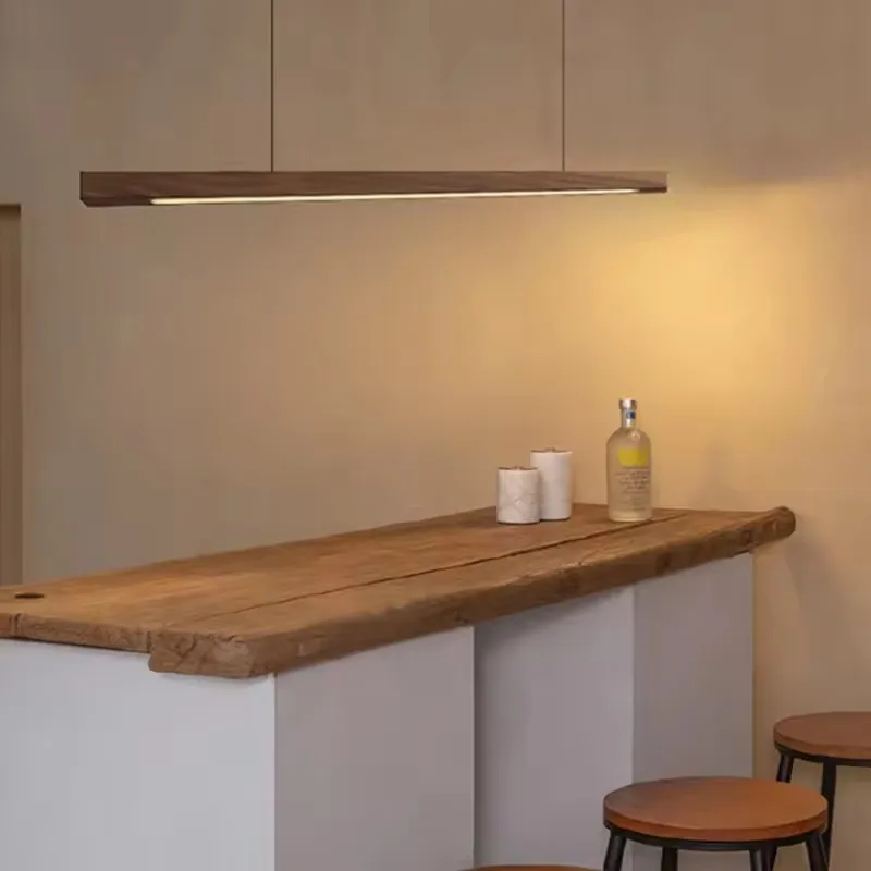 Modern Wood LED Pendant Lights Minimalist Wooden Chandeliers Hanglamp Lighting For Dining Room Study Bar Luminaire Suspension
