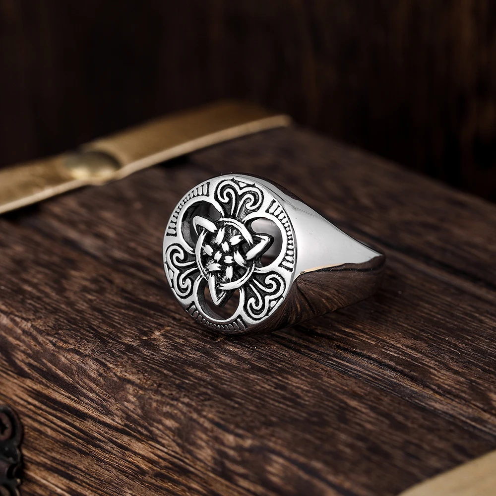 Domineering Stainless Steel Viking Celtic Knot Finger Rings For Men Custom Logo Gifts