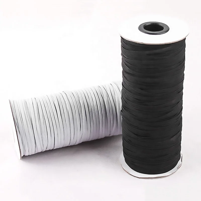 
factory wholesale in stock 3mm white black color knitted braided elastic band with high elasticity 