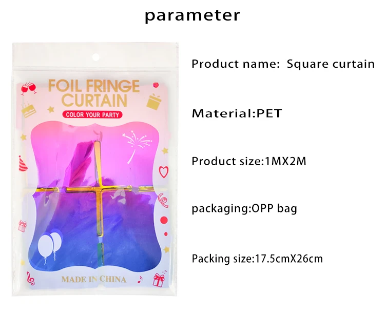 Shimmer Metallic Foil Square Curtain Birthday Wedding Supplies Rose Gold Factory Made White 1.5*3M