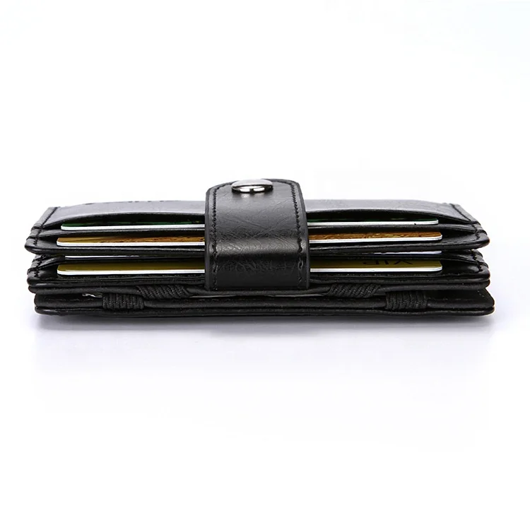 cheap leather magic wallet with button for men