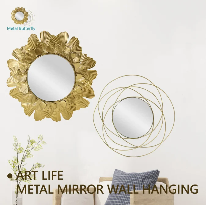 Factory Direct Cross-border New Metal Mirror Wall Hanging Sofa Background Wall Decoration Pendant Gold Room Living Room