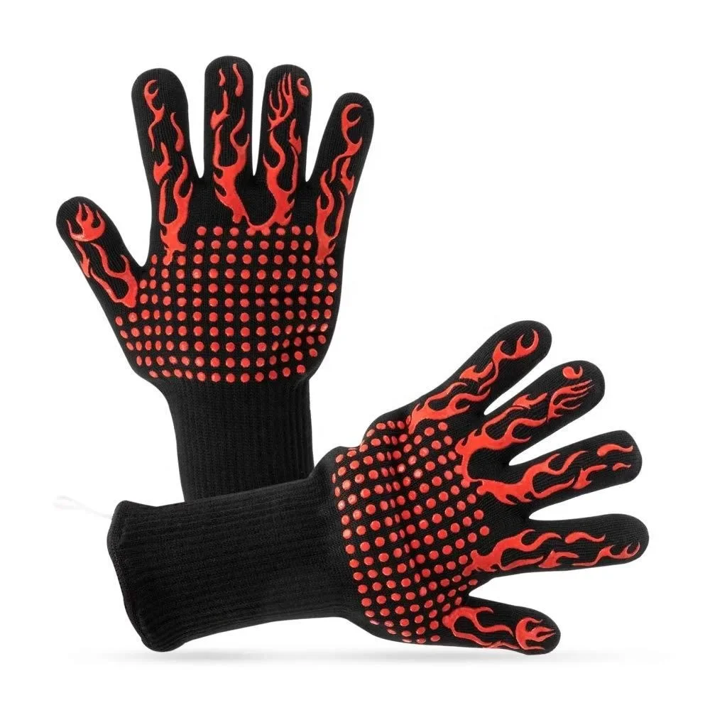 New Style Customized Non-slip Heat Resistant BBQ Silicone Gloves Kitchen Safety resist high temperature Gloves