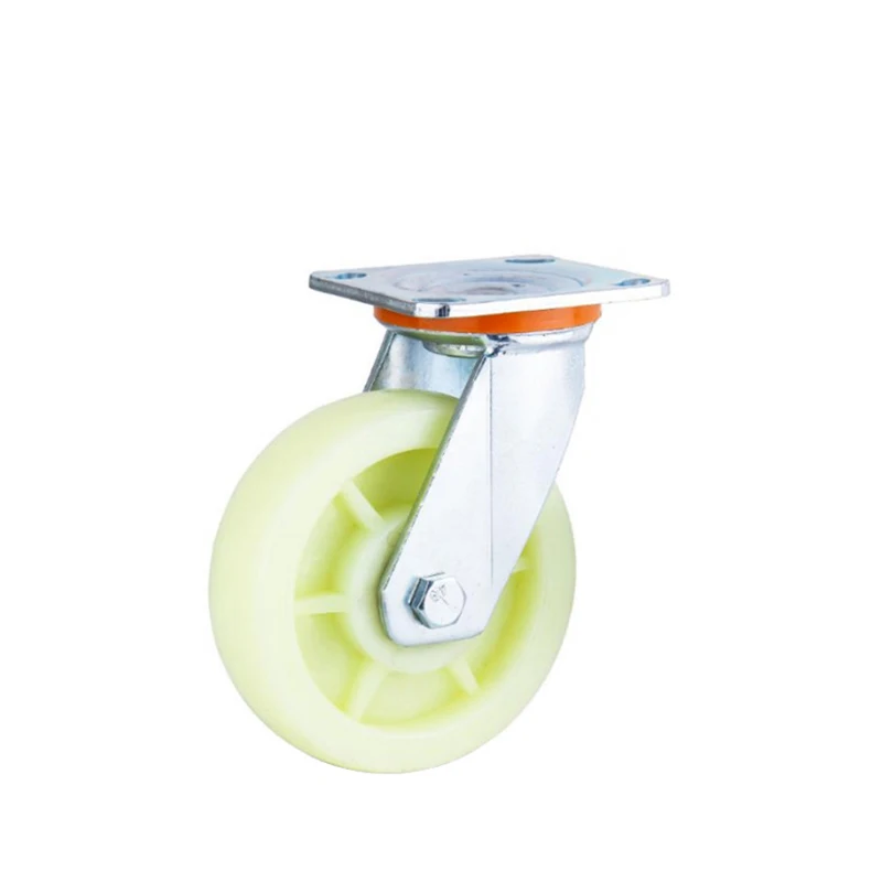 High Quality  4/5/6/8 Inch Milk White Double Bearing Nylon Or PP Wheel Top Plate Caster Wheels