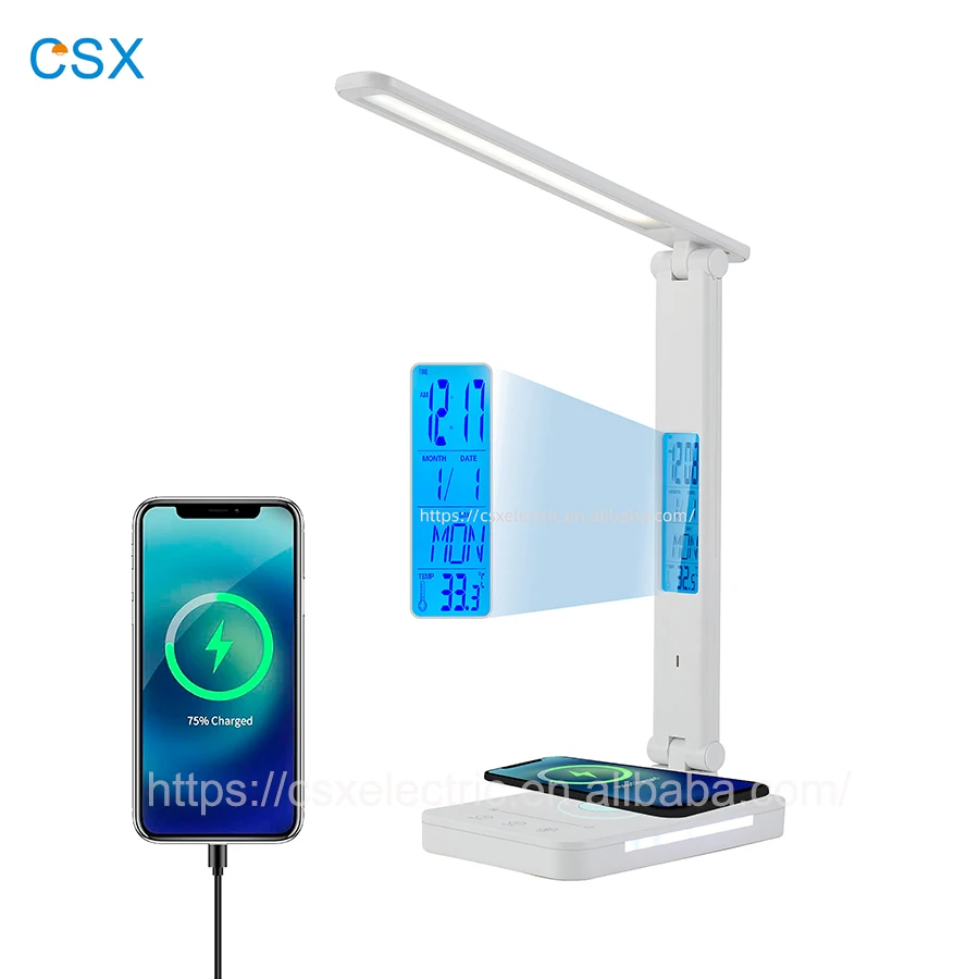 csx New QI Touch Led table desk lamp with wireless charger for iphone cell phone charger lampe de bureau colorful night light