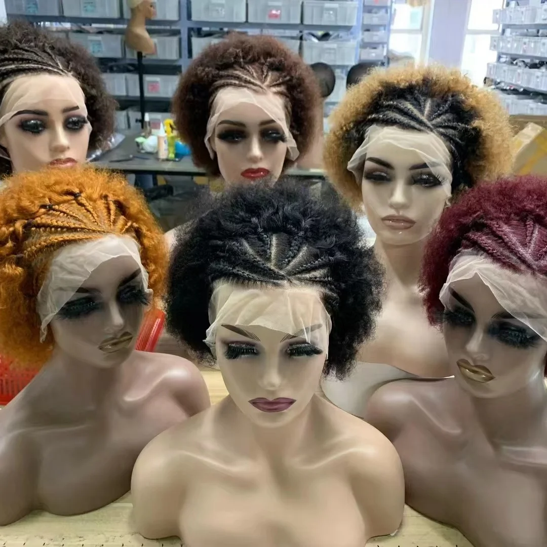 Dropshipping Wig Vendors 13X4 Transparent Lace Front Wig Short Afro Curly Pixie Cut Virgin Human Hair Pre-Plucked Wigs for Women