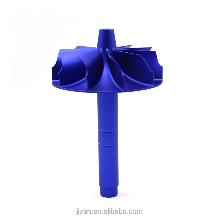 CNC High Precision Anodized Blue Finish Curved Blade Aluminum Alloy Turbine Impeller Milled Parts