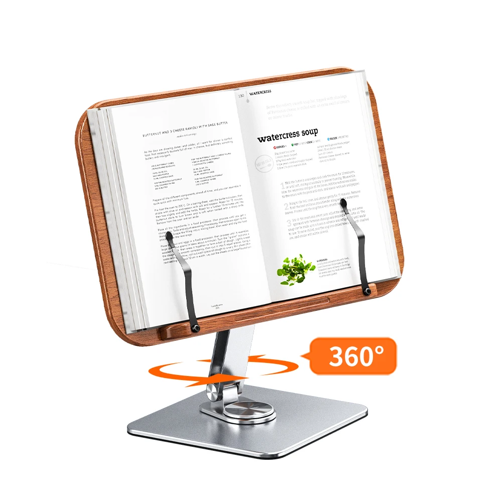 Height Adjustable 360 Rotatable Wood Book Stand For Books Folding Book Reading Stand Portable