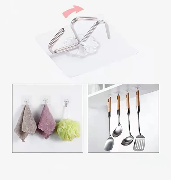 Fashionable home transparent non-marking PU strong sticky hook wall punch-free sticky hook