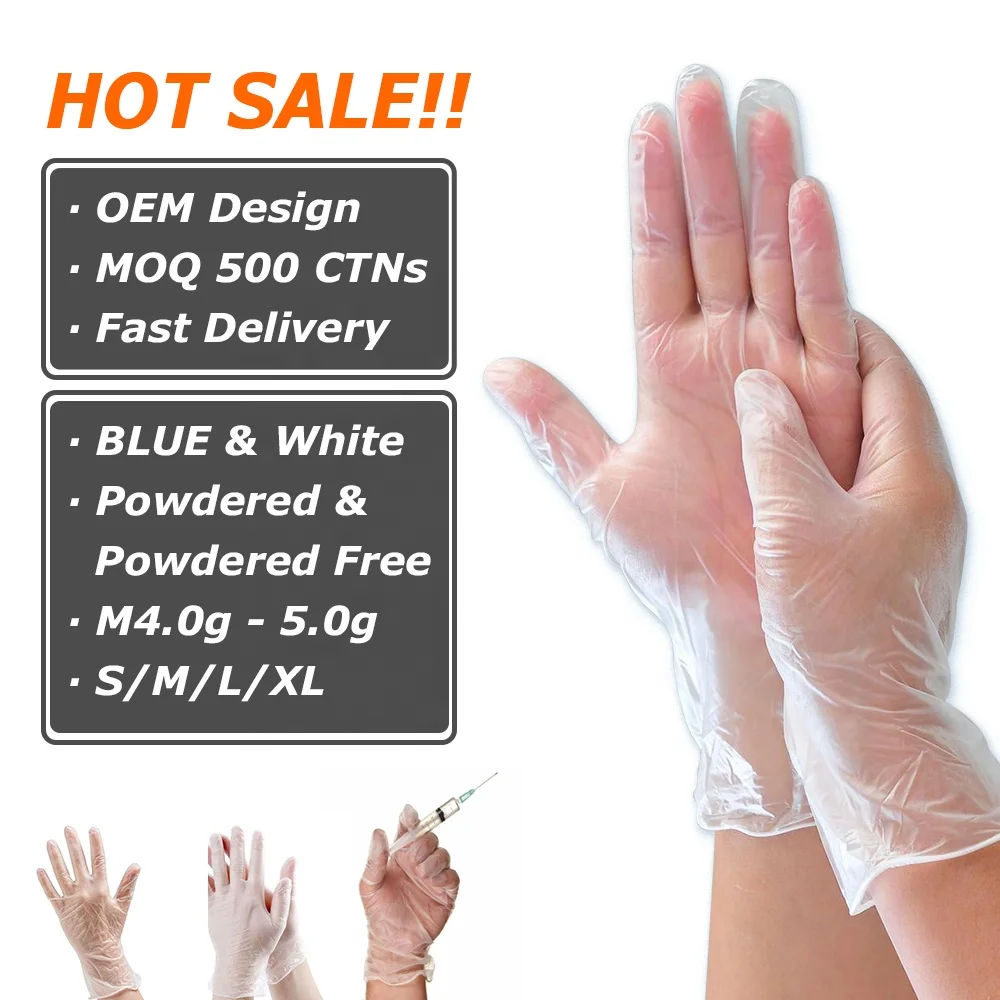 food grade PVC glovees transparent vinyl glovee 240mm disposable powder free glovee