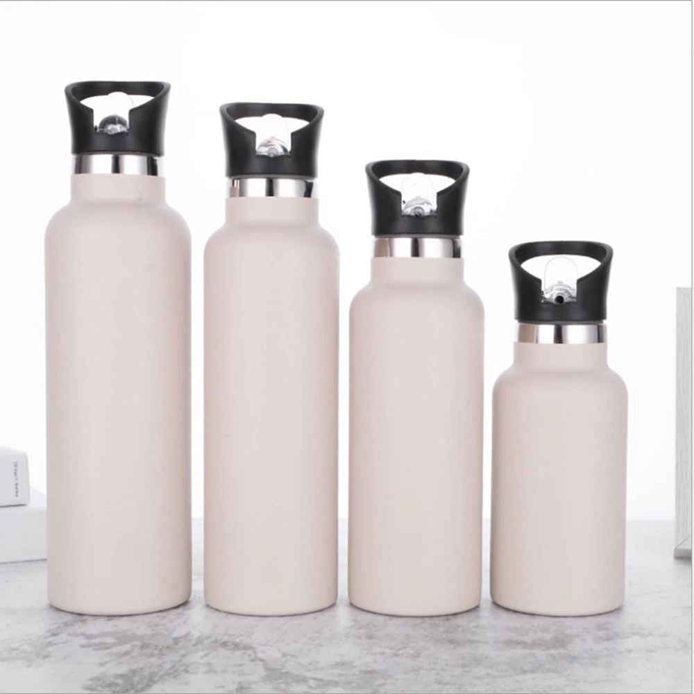 750ml  double wall sports bottle stainless steel vacuum insulated powder coated color water bottle with bamboo lid
