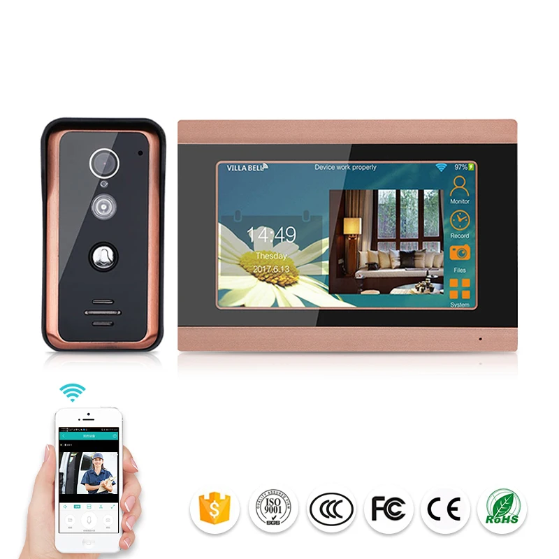 Умный видеодомофон с 4 проводами кольцом Wi-Fi дверной звонок камера видеофон контроль доступа