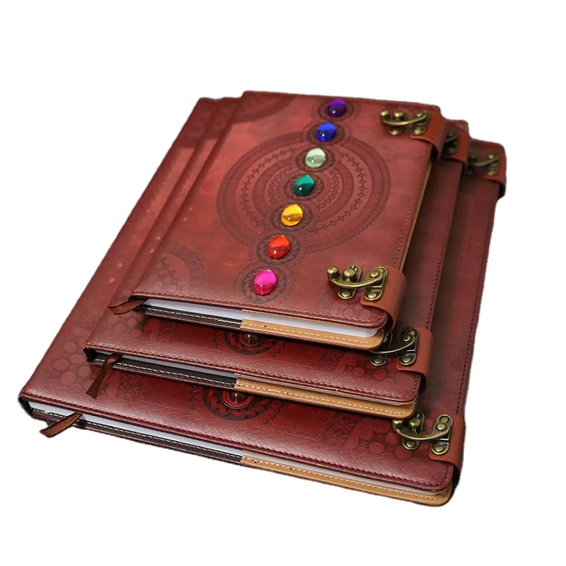 Leather Journal Book 7 Chakras Medieval Stone Embossed Handmade of Shadows Notebook Office Diary College Poetry Sketch Book