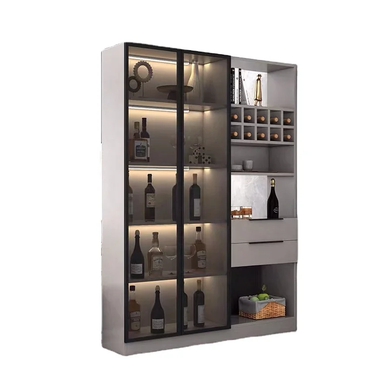 Modern Home Furniture Hotel Room Melamine Wine Cabinet Bookshelf Wine Shelf Living Room Cabinets