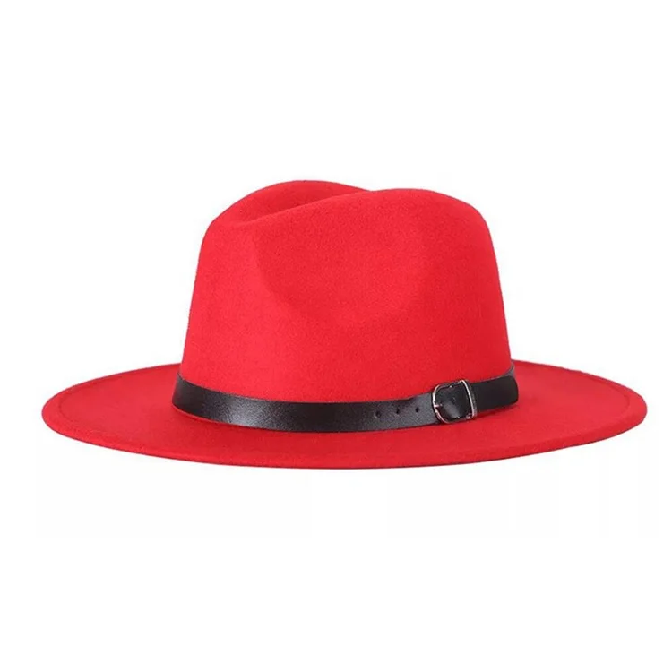 Wholesale Leather Band Wide Brim Wool Panama Fedora Style Hat