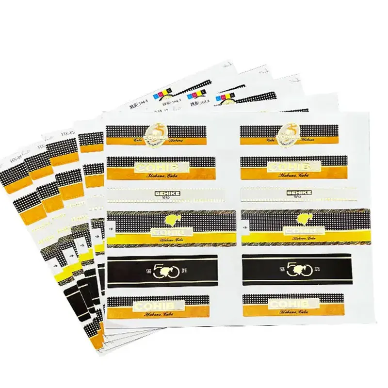 Custom Embossed Logo Stickers Products Cigar Band Label Die Cut Stickers Vinyl Wholesale Sticker