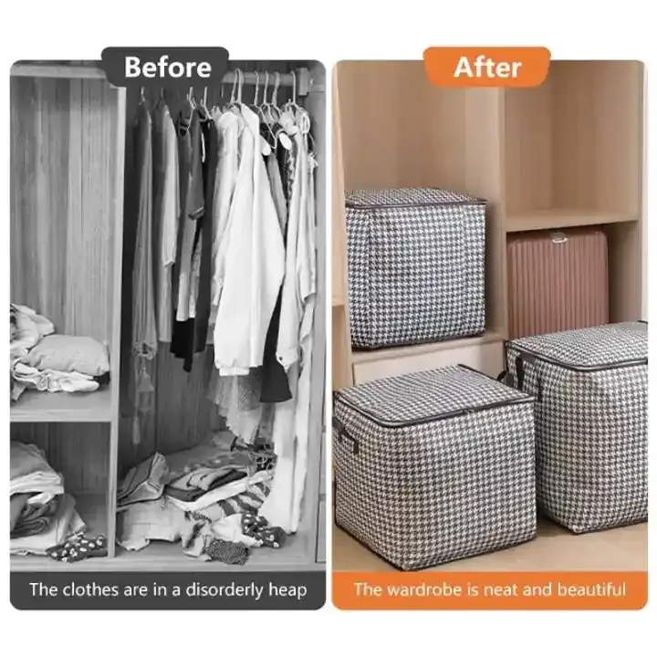 Thousand Bird Grid Non-Woven Quilted Bag Large 110L/140L/180L Home Textile Storage Bag for Dust Storage