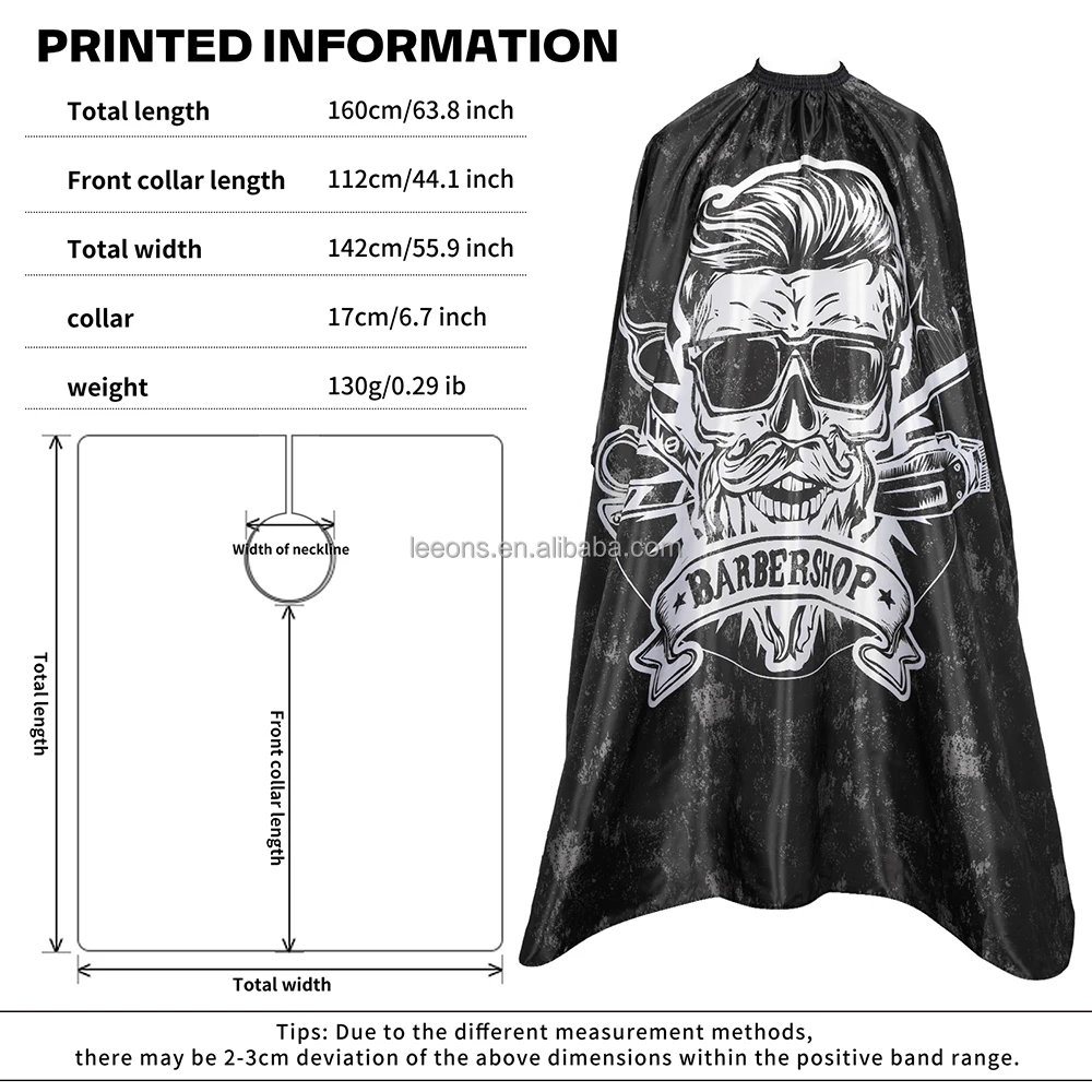 Fashion Black Waterproof Hairdressing Barber Hairdresser Hair Cutting Adult Cape Salon Barber Gown Beard Shaving Cape