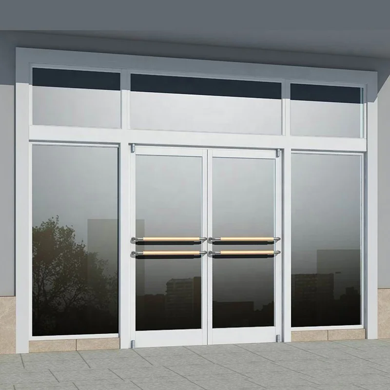 China Factory Corner Doors Commercial KFC Shop Front Door Double Swing Glass Entry Door