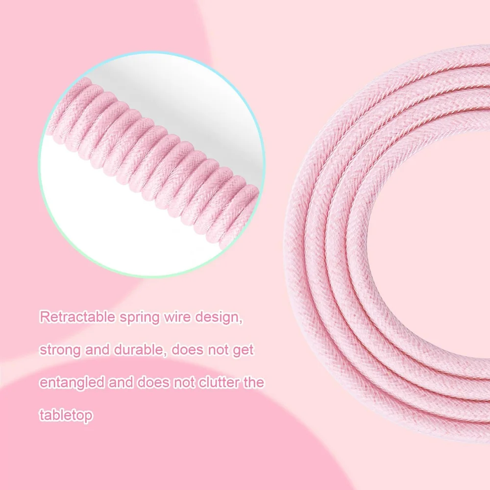 Custom Coiled Pilot Cable Type C to USB-A with Detachable Aviation Connector for Mechanical Gaming Keyboard