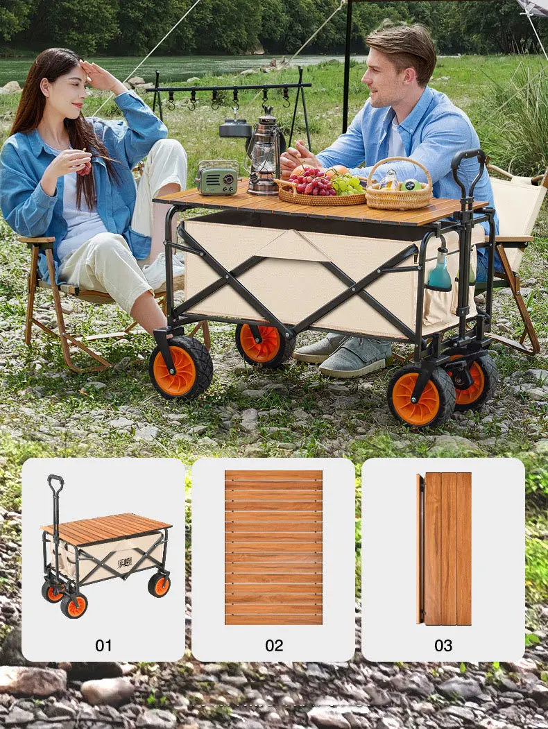MU Outdoor Garden Beach Trolley Fishing Folding Camping Cart Wagon Portable Shopping Tour Hand Luggage Cart Trolleys