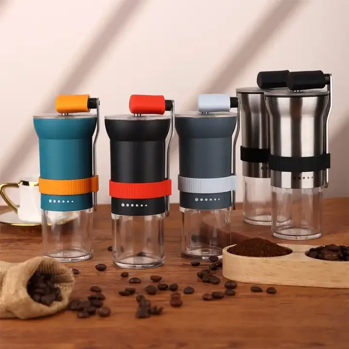 hot selling Outdoor manual stainless steel coffee bean grinder Small can store hand grinder coffee machine