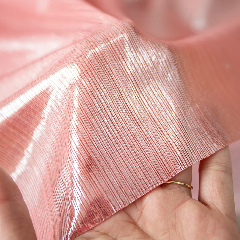 Gold and Silver Thread Elastic Polyester Knitted Fabric Gold Super Shining Star Stage Wedding Cloth Fabric