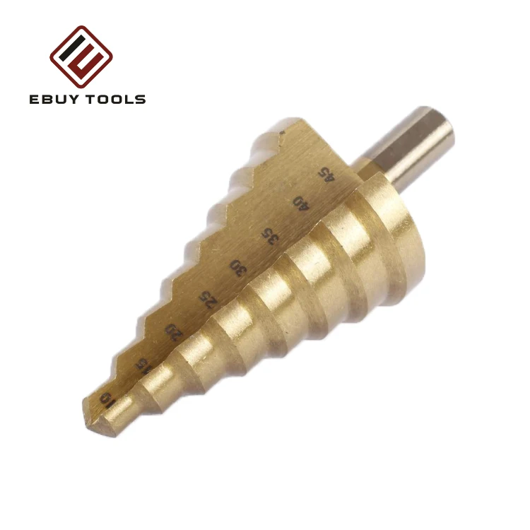 4-12mm 4-20mm Ebuy tools spiral step drill bits straight groove step drill hex handle reamer pagoda drills for stainless steel