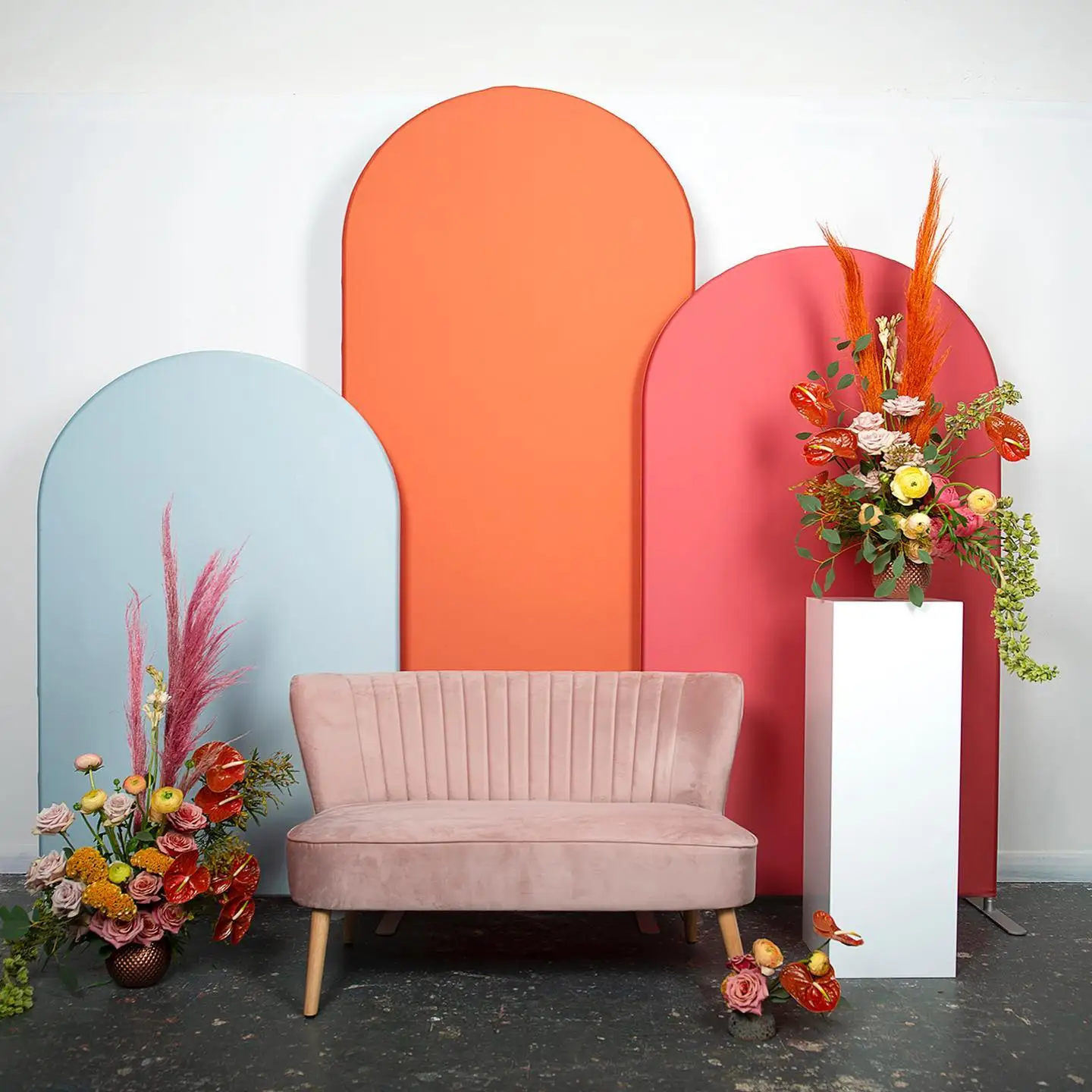 Nude Arched Metal Frame Backdrop Stand Pillow Case Cover Wedding Stage Backdrop