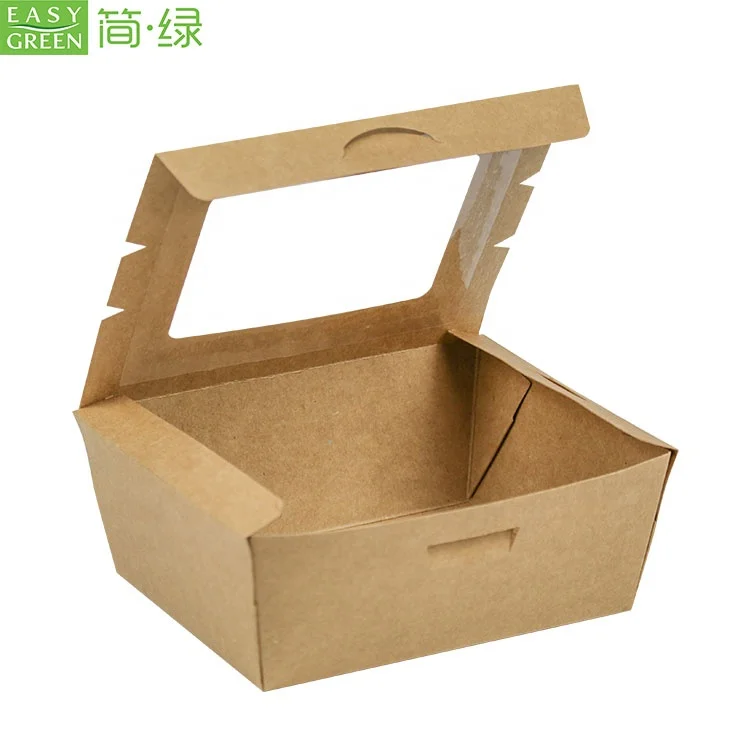 High quality free sample disposable Kraft food grade paper to go boxes restaurant