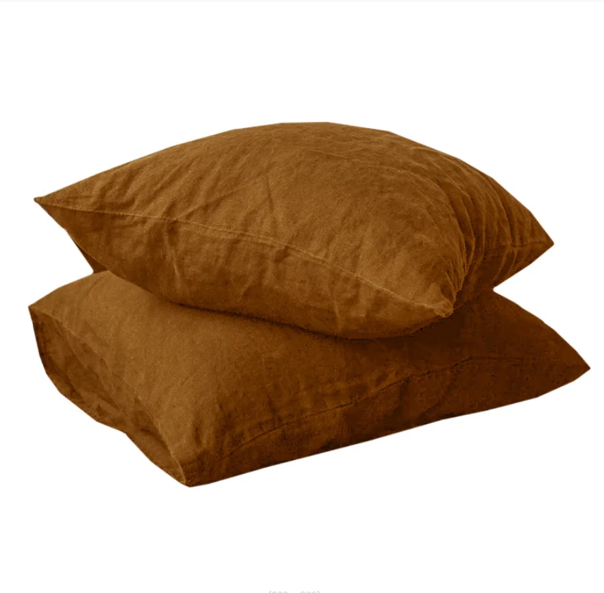 Wholesale 30x18 Inches Wine Red French Natural Breathable Cooling Washed Linen Pillow Cases for Hotel Bedroom