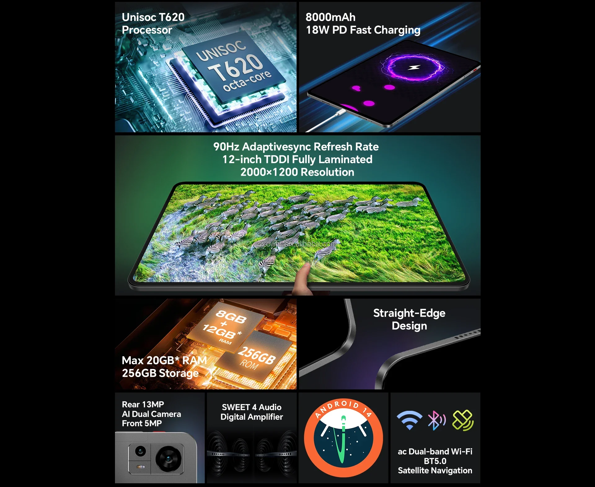 11.97 Inch tablet Pc 8mp 13 Mp Android Smart Device 2000*1200 2k Incell Touch Screen Type-C Educational Entertainment