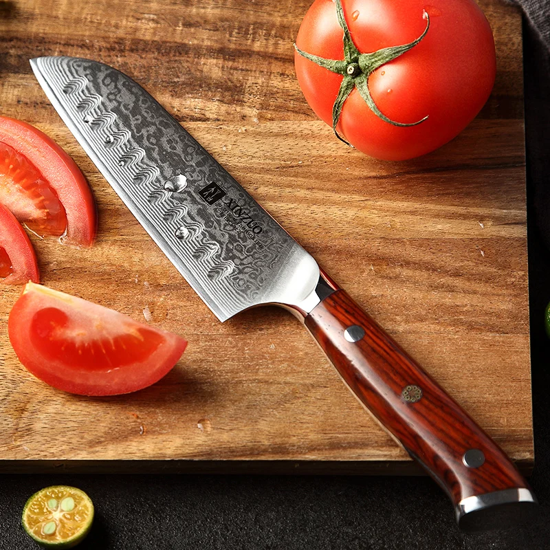 Профессиональное Точило для кухонных нож сантоку из дамасской стали кухня использования или подарка промотирования углеродистой на каждый день 5 дюймов 67