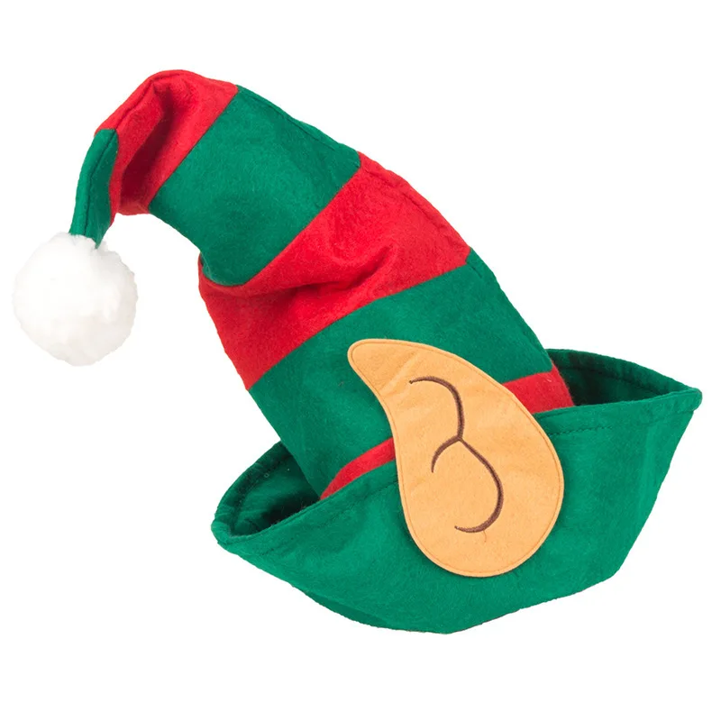 Christmas Hat Clown Hat Ears Red Green Striped Hat Christmas Party Decoration