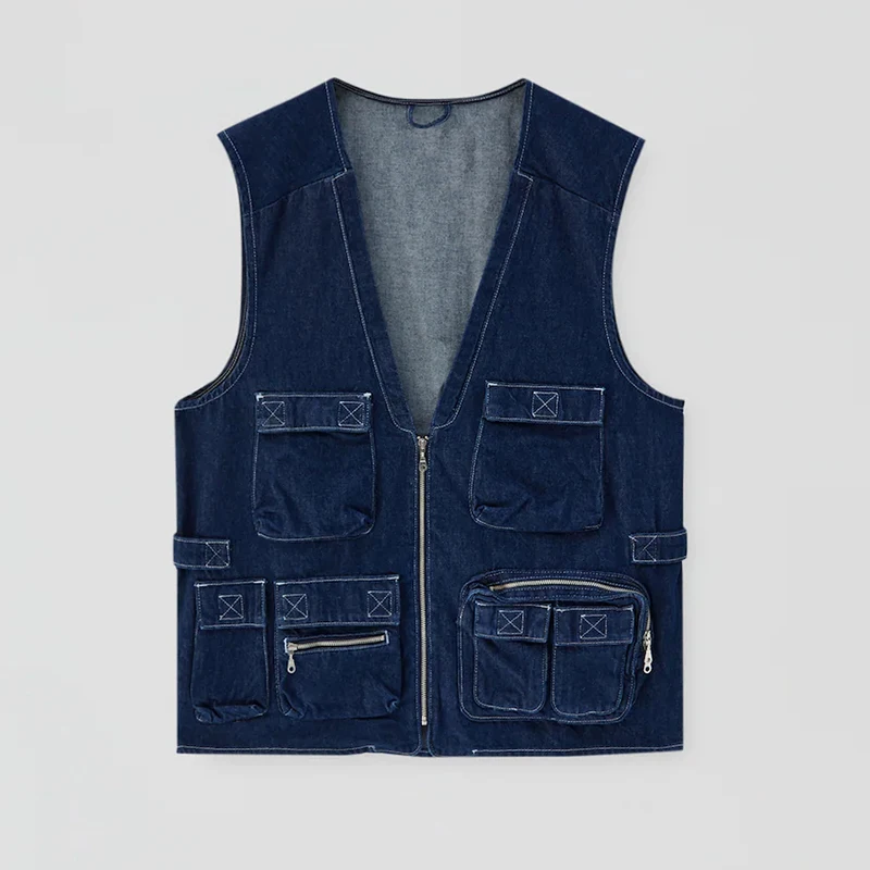 J7063  Hot Selling High Quality Dark Blue Vest Denim Jacket Supplier From China
