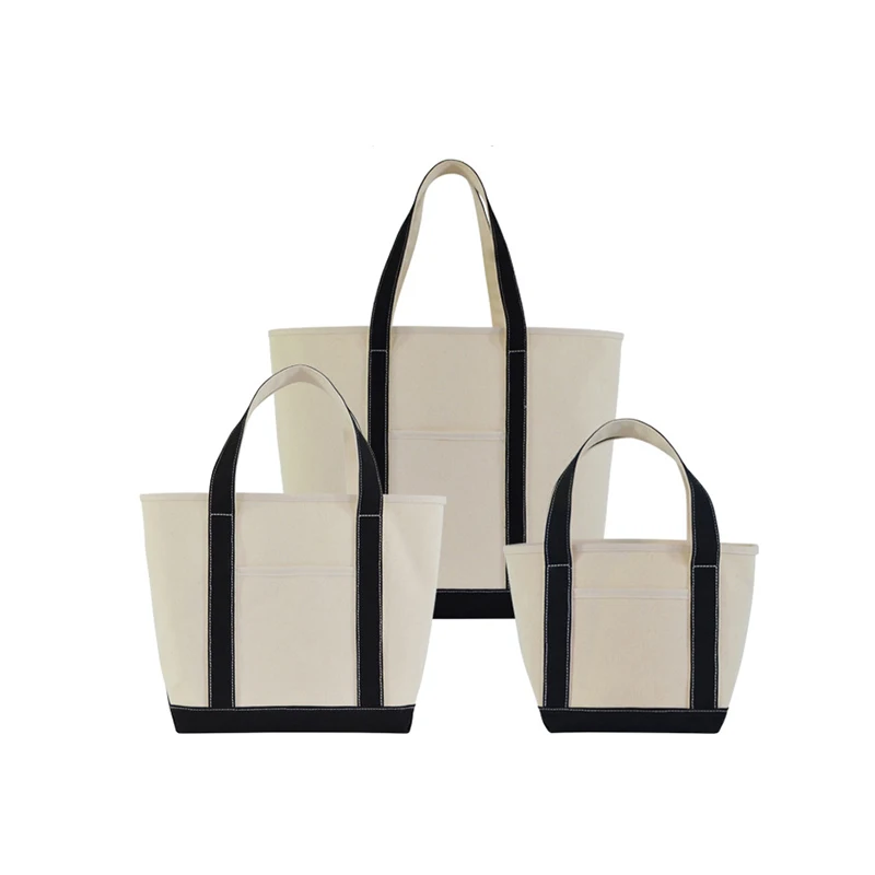 Promotional Eco Friendly Natural Color Blank Reusable 100% Cotton Canvas Tote Bags With Cotton Webbing Handle