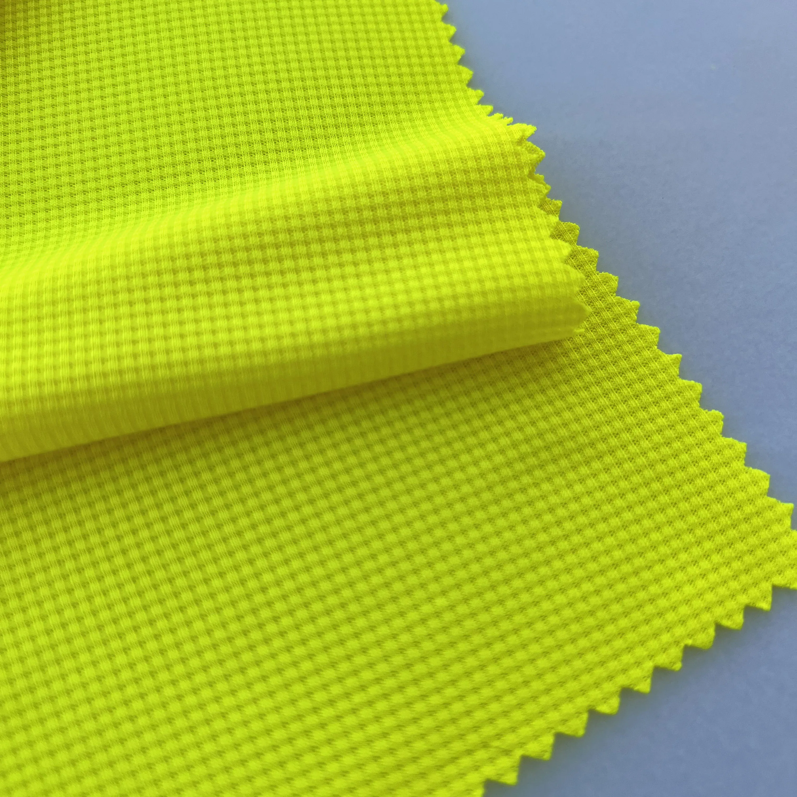 Good Quality 100% Polyester Walf Checks Yellow Neon Fabric Fluorescent Safety Vest Breathable Fabric