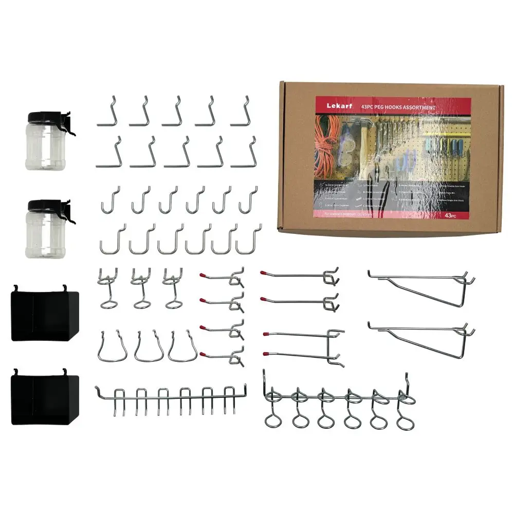 43PC steel peghook assortment store display hanger hook garage storage peg board hook