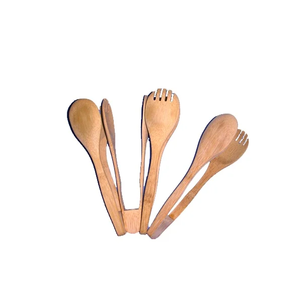 Eco-friendly  hot sale Bamboo Wooden Toast Bread Cake Bbq Clamps Grill  Salad Food Clip Serving Tongs for sale