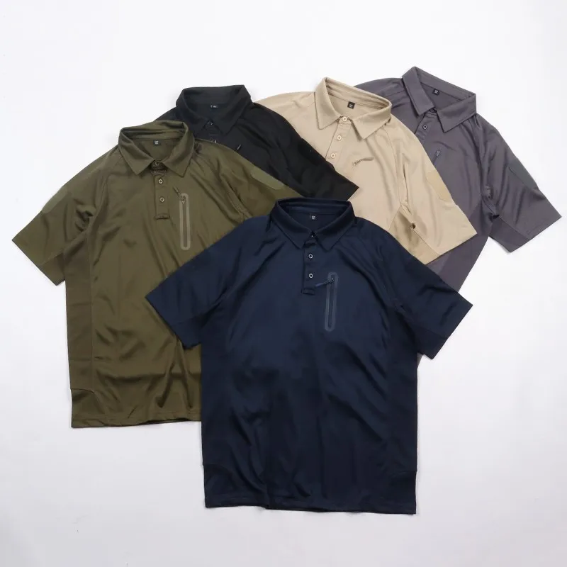 Мужская впитывающая Поло футболка с коротким рукавом черная тактическая оптовая продажа крутая быстросохнущая уличная рубашка поло для охоты и гольфа