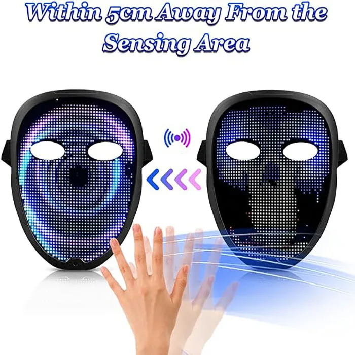 party masksrealustic led robot mask that changes expression wholesale halloween led display mask adult